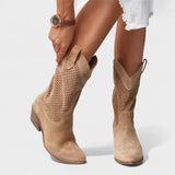 Perforated Mid-Calf Cowboy Boots