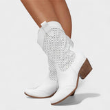 Perforated Mid-Calf Cowboy Boots