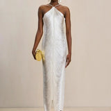 Halter Fringe Maxi Dress