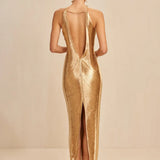 Halter Fringe Maxi Dress