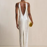 Halter Fringe Maxi Dress