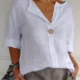 Relaxed One-Button Blouse