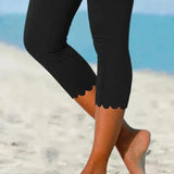 High-Waist Scalloped Cropped Leggings