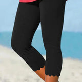 High-Waist Scalloped Cropped Leggings