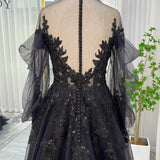 A-Line Court Train Floral Overlay Wedding Dress
