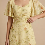 Floral Flutter Sleeve Maxi Dress