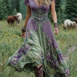 Floral Gradient V-Neck Maxi Dress