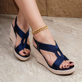 Woven Criss-Cross Wedge Sandals