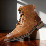 Lace-Up Cap-Toe Combat Boots