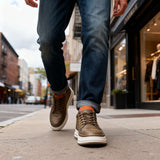 Textured Leather Lace-Up Sneakers