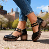 Twin Buckle Platform Brogue Heels