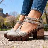 Twin Buckle Platform Brogue Heels
