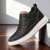 Textured Leather Lace-Up Sneakers