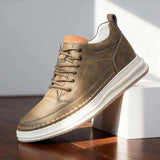 Textured Leather Lace-Up Sneakers