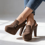 Platform Slingback Block Heels