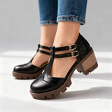 Twin Buckle Platform Brogue Heels
