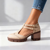 Twin Buckle Platform Brogue Heels