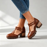 Twin Buckle Platform Brogue Heels