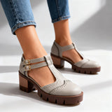 Twin Buckle Platform Brogue Heels
