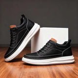 Textured Leather Lace-Up Sneakers