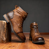 Lace-Up Cap-Toe Combat Boots