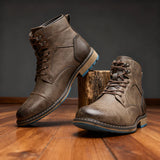 Lace-Up Cap-Toe Combat Boots