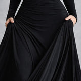 Draped Long-Sleeve Maxi Dress