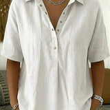 Short-Sleeve Collared Blouse