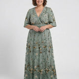 V-Neck Mesh Maxi Dress
