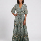 V-Neck Mesh Maxi Dress