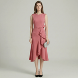 Ruffle Hem Sleeveless Midi Dress