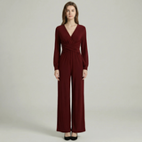 Long Sleeve Wrap Jumpsuit