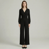 Long Sleeve Wrap Jumpsuit