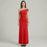 One Shoulder Ruched Maxi Dress