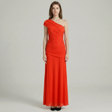 One Shoulder Ruched Maxi Dress