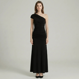One Shoulder Ruched Maxi Dress
