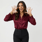 Shirt Collar Long Sleeve Blouse