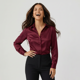 Shirt Collar Long Sleeve Blouse