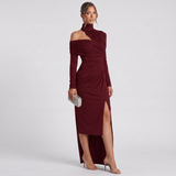 High Neck One Shoulder Draped Dress