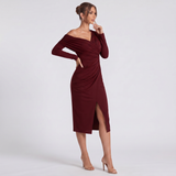 High Neck One Shoulder Draped Dress