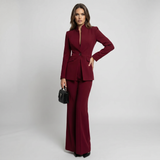 High Collar Blazer Trouser Set