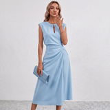 Lisandrah Keyhole Draped Midi Dress