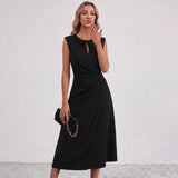 Lisandrah Keyhole Draped Midi Dress