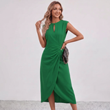 Lisandrah Keyhole Draped Midi Dress