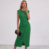Lisandrah Keyhole Draped Midi Dress