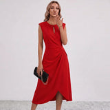 Lisandrah Keyhole Draped Midi Dress