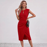 Lisandrah Keyhole Draped Midi Dress
