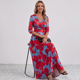 Leila Floral Print Wrap Maxi Dress