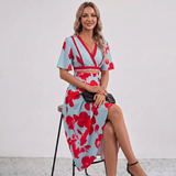 Leila Floral Print Wrap Maxi Dress