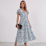Lola Flutter Sleeve Floral Maxi Dress